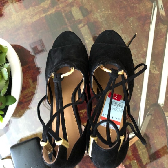 Calvin Klein Black Suede Wedge Heel Shoes - Picture 5 of 7